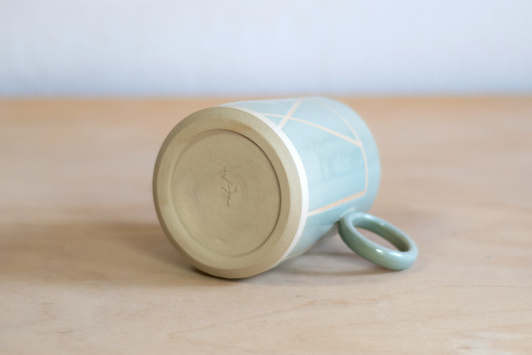 Kubek na herbatę szałwiowy w kreseczki