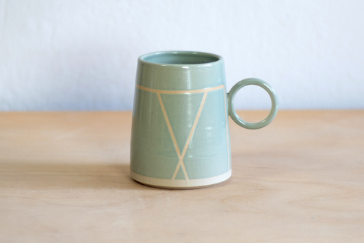 Kubek na herbatę szałwiowy w kreseczki