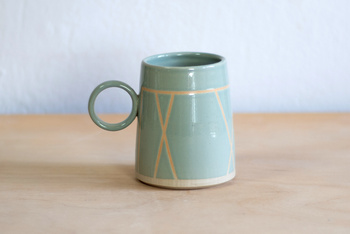 Kubek na herbatę szałwiowy w kreseczki